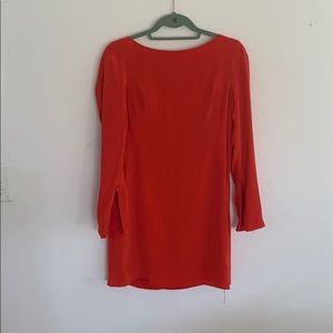 Red long sleeve silk Tibi dress